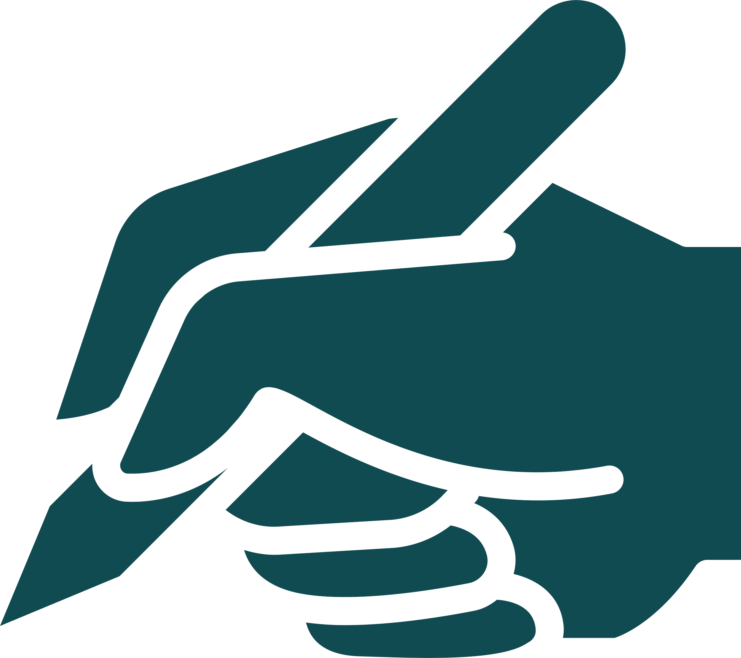 Stylized illustration of a human hand holding a pen