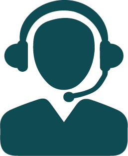 Icon of a person wearing a headset, representing customer support or call center service.