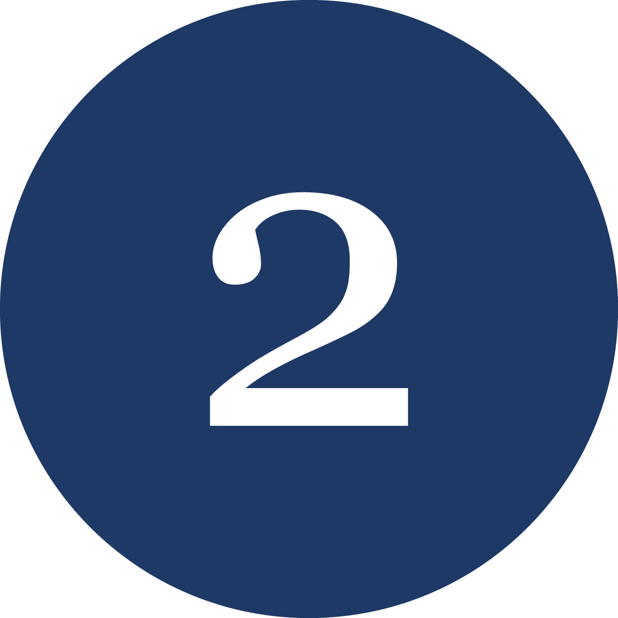 Number 2 inside a blue circle with a white border.
