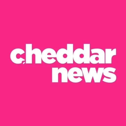 Pink background with white text that reads 'cheddar news'.