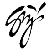 Stylized black signature or logo with cursive script.
