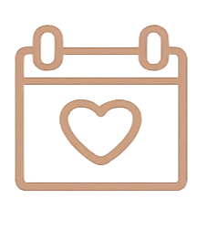 Colorful icon of a calendar with a heart symbol in the center