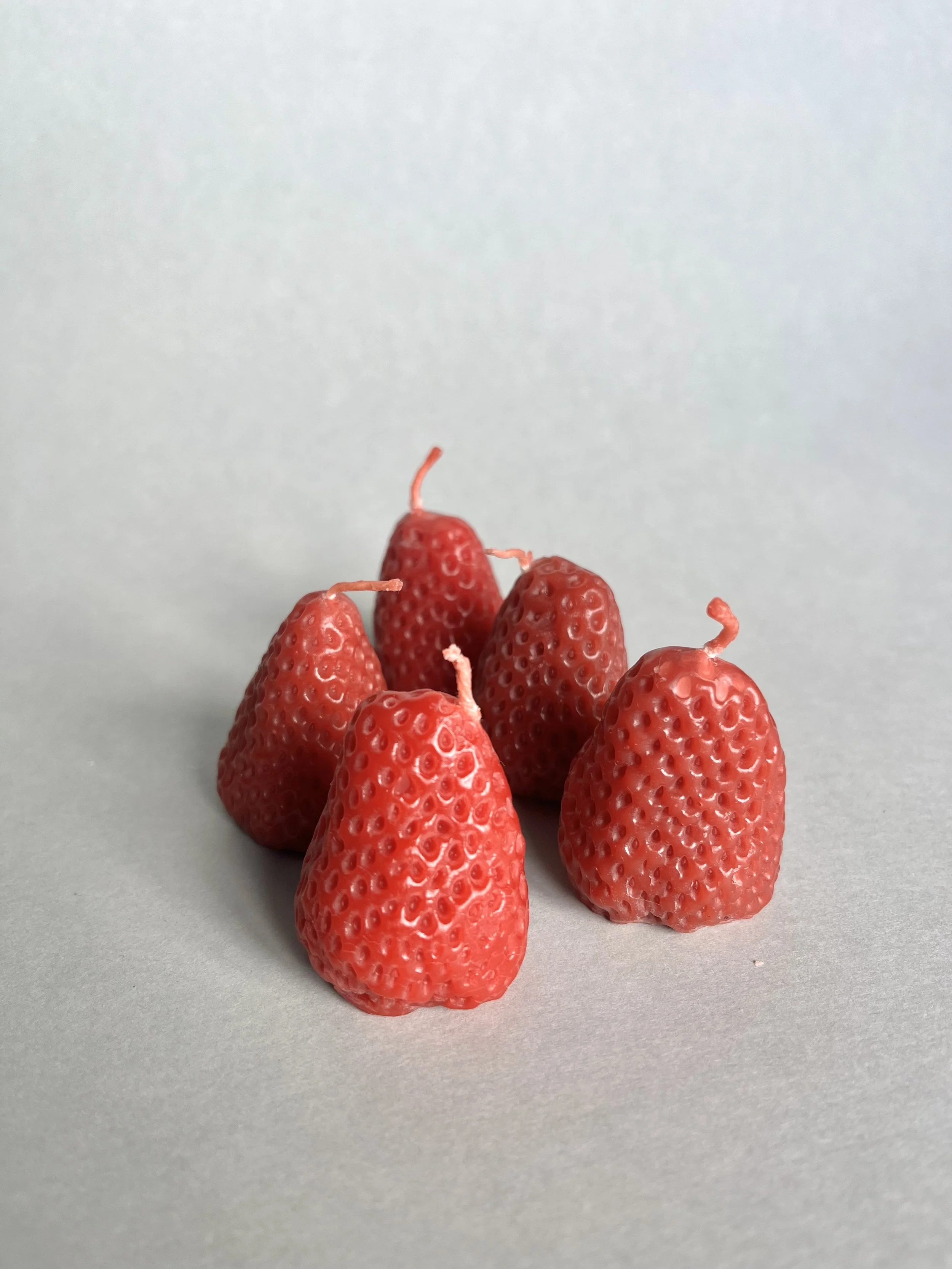 Beeswax Strawberry Candles (Set of 5)