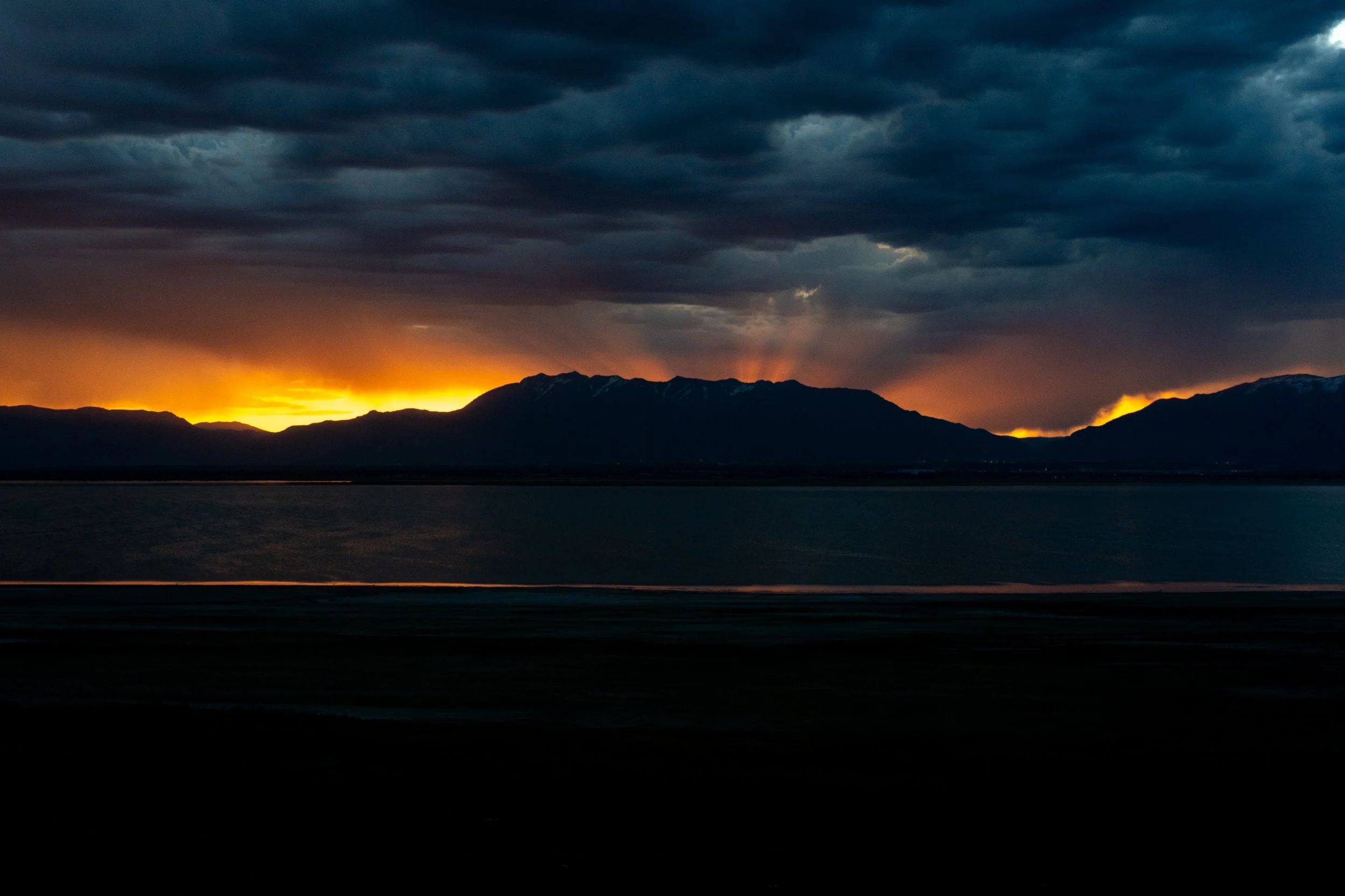 Landscape. Fire on the horizon.