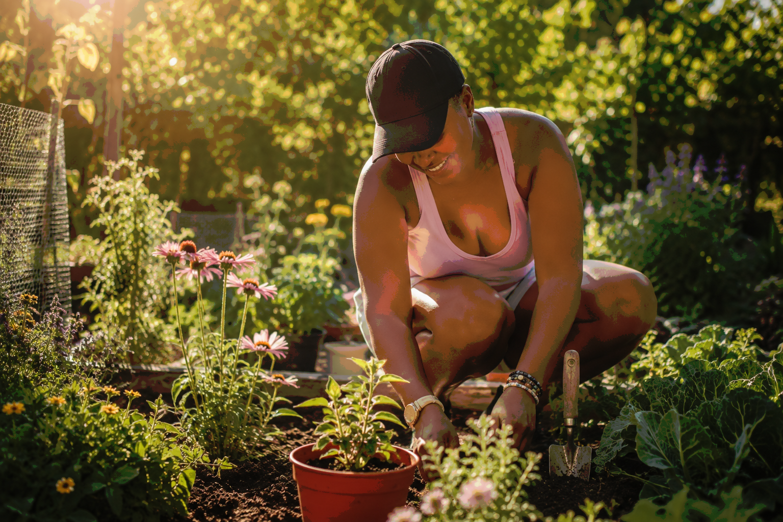 black women in her garden