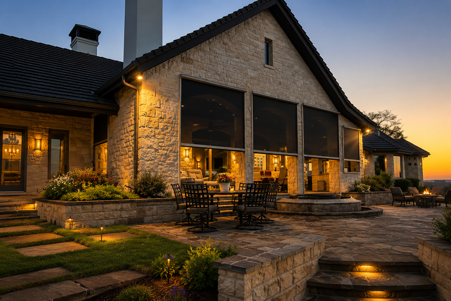 modern house up on lookout mountain with exterior screens for the sun