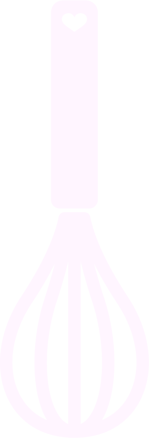 A light purple whisk with a heart cutout on the handle