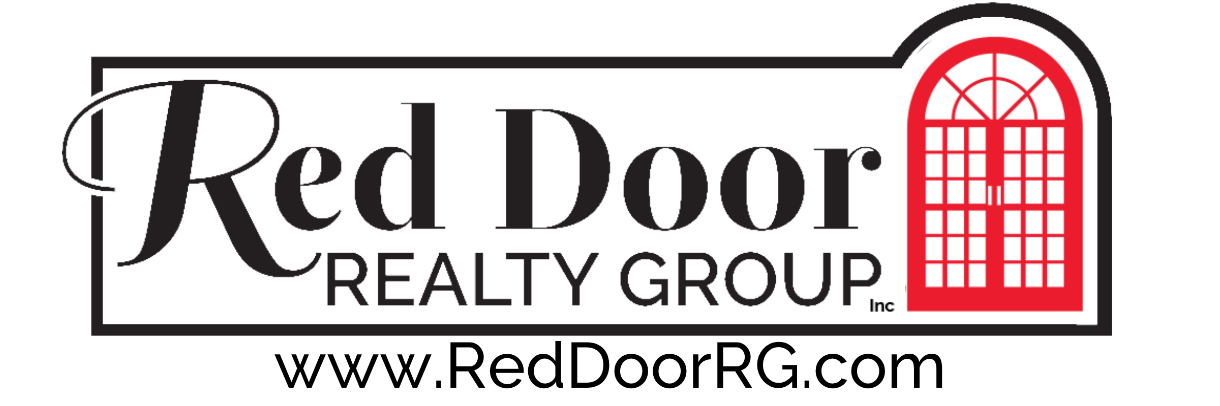 Logo for Red Door Realty Group with black text and a red arched door graphic.