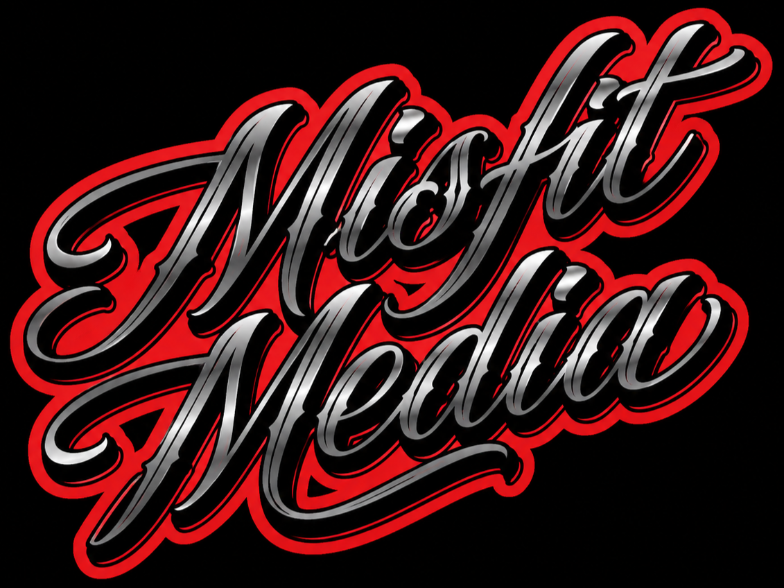 Text saying "Mostik media" in a black and red neon style script.