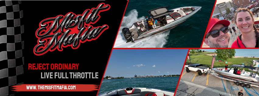 Collage of boating and lifestyle images with the text 'Motif Mafia' and slogans 'Reject Ordinary' and 'Live Full Throttle.'