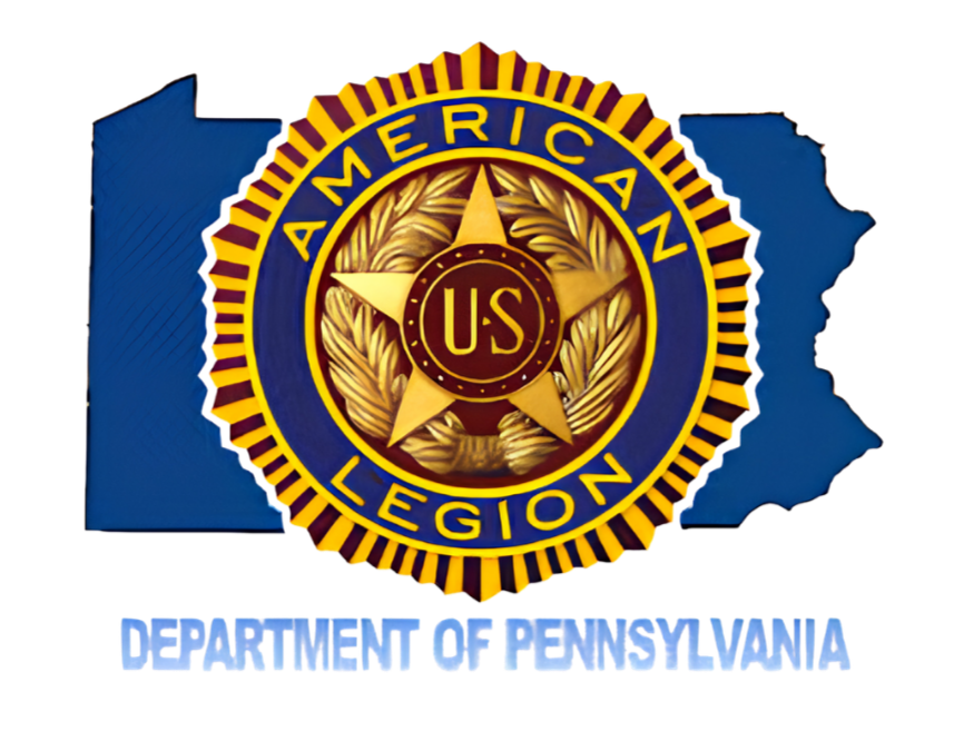 Seal of the American Legion with the outline of Pennsylvania in blue behind it and the text 'Department of Pennsylvania' underneath.