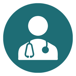 Icon of a medical professional with a stethoscope around their neck