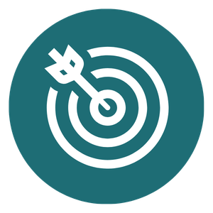 A white dart hitting the bullseye on a target with concentric circles.