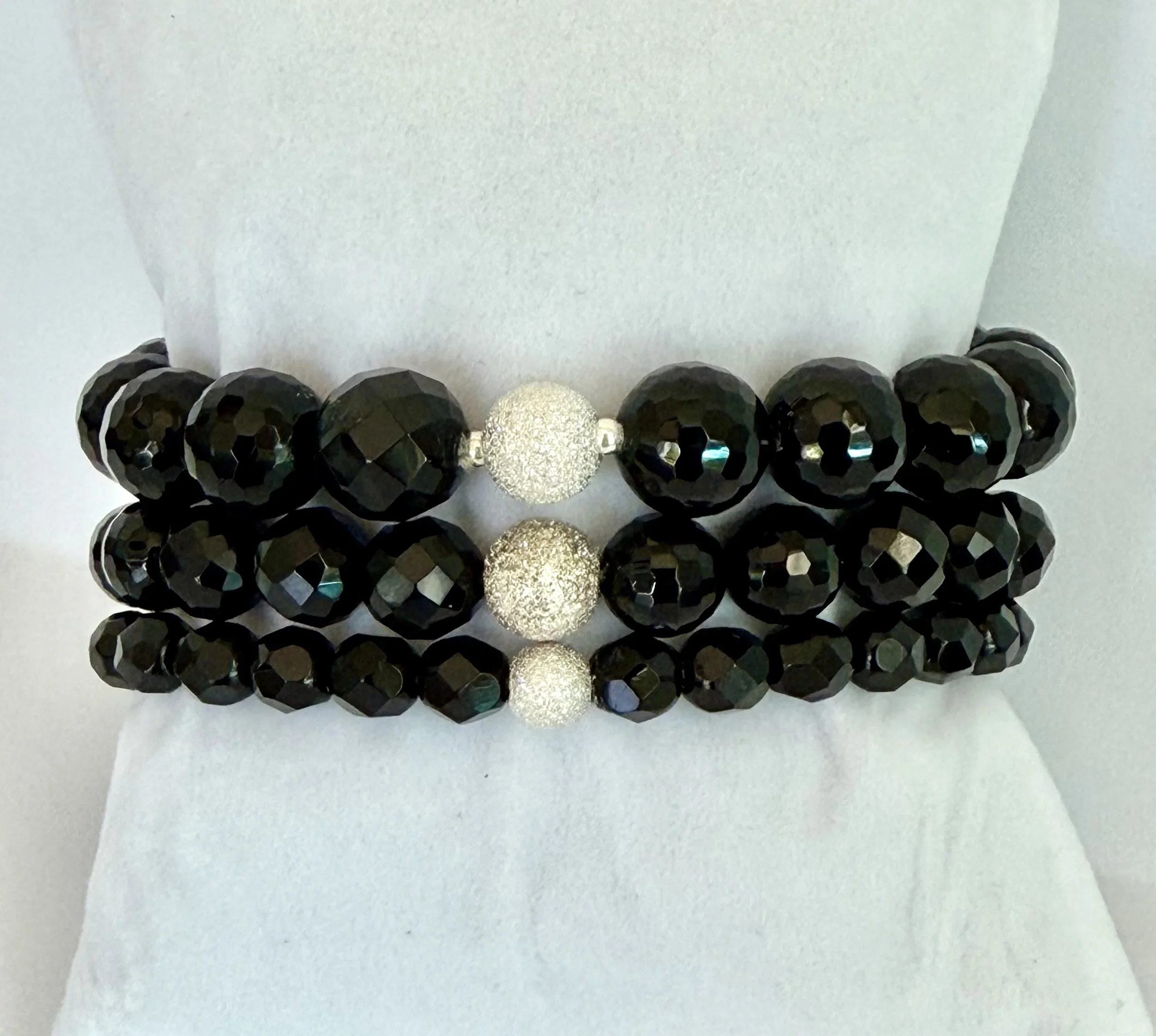 Three Strand Black Crystal Bracelet