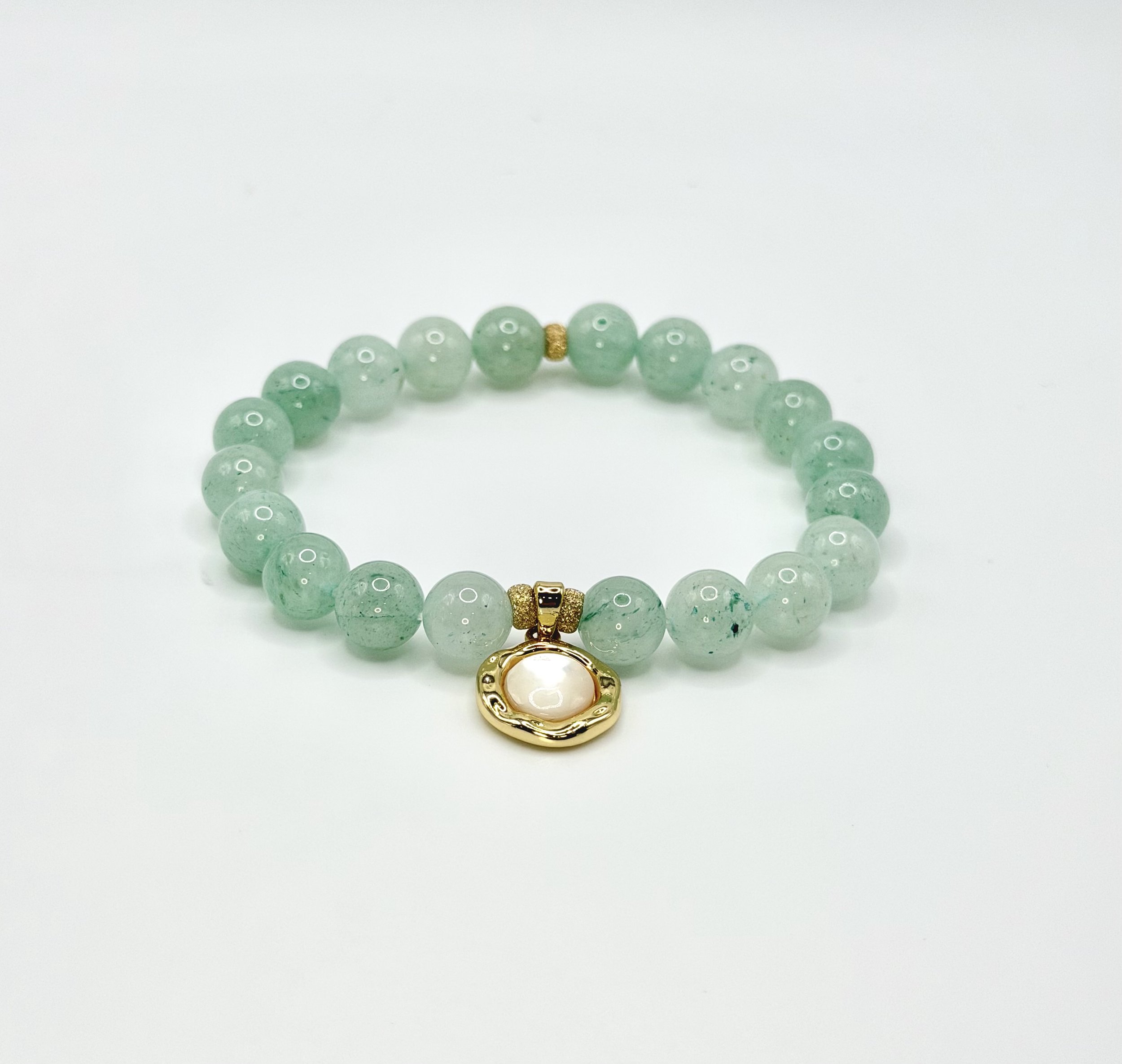 Stretch Amazonite with Mother of Pearl Charm Bracelet