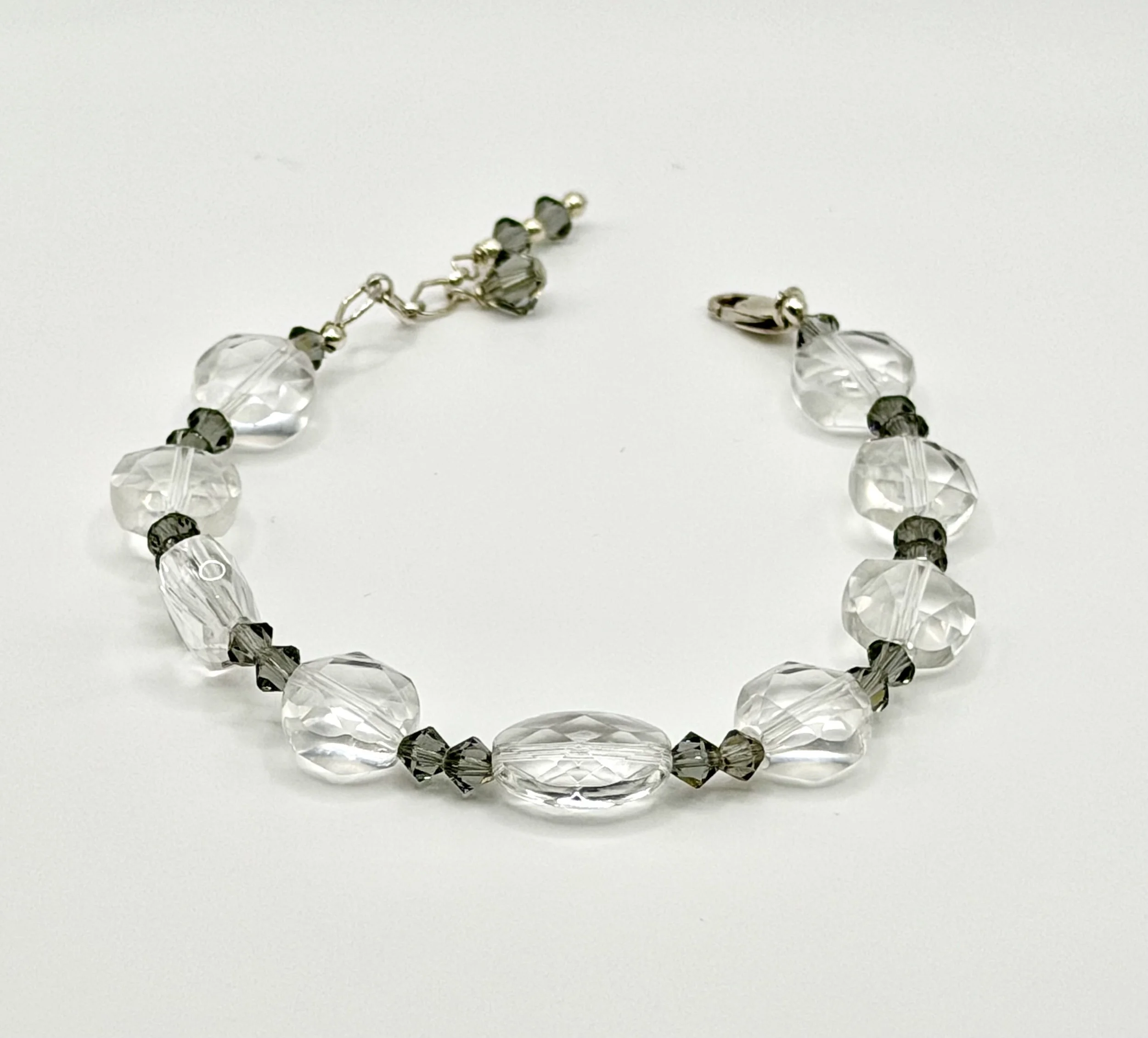 Crystal Quartz & Black Diamond Crystals Bracelet