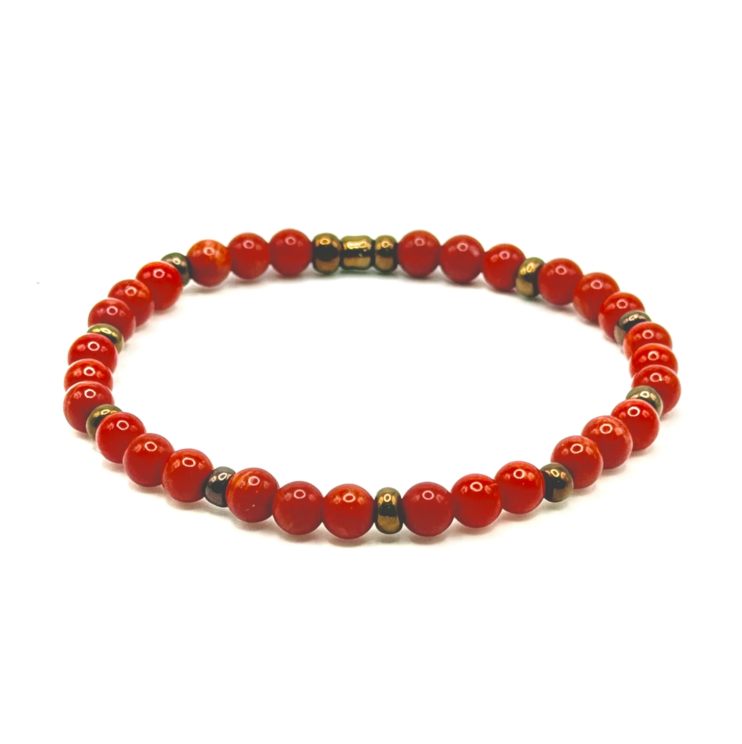 Coral & Bronze Stretch Bracelet