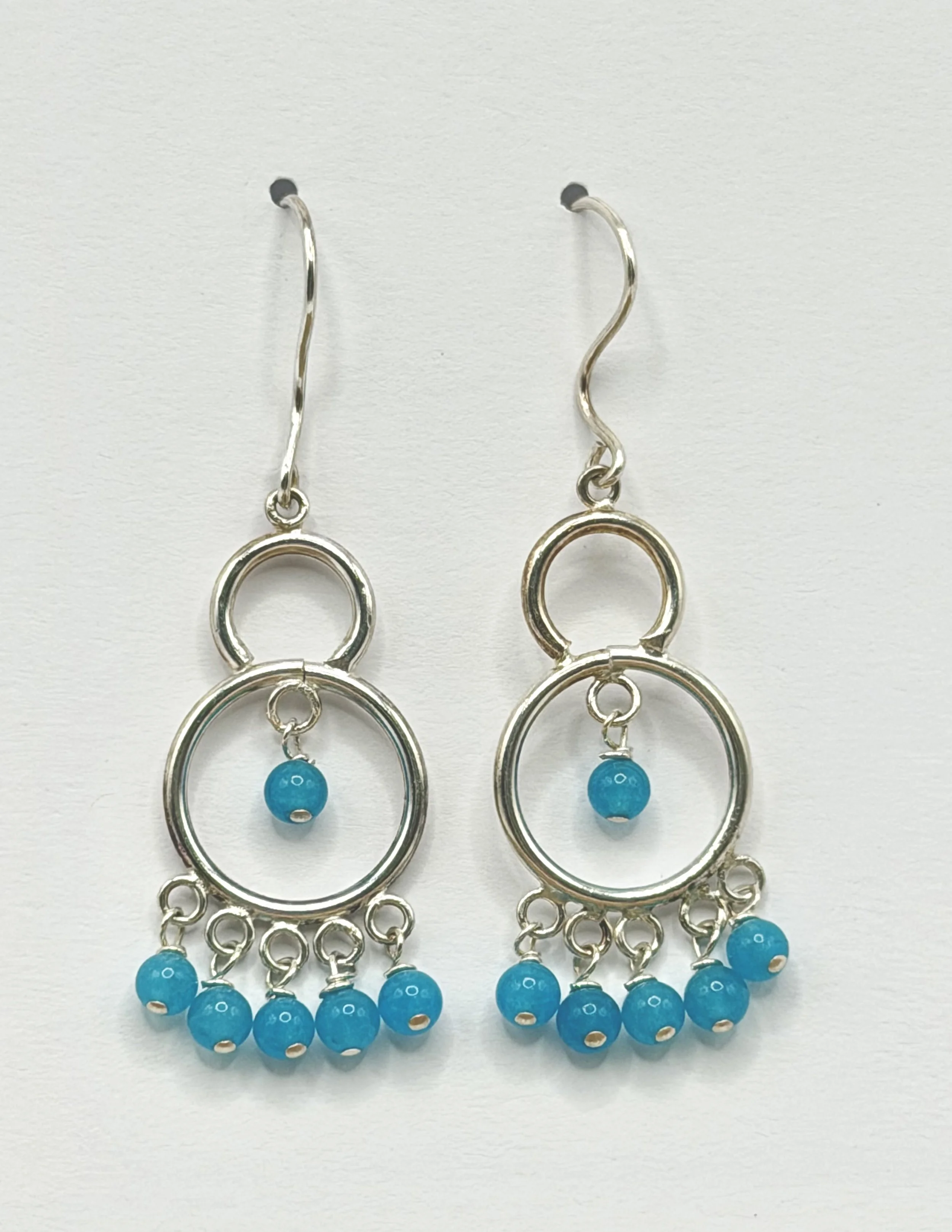 Sterling Silver Blue Jade Earrings