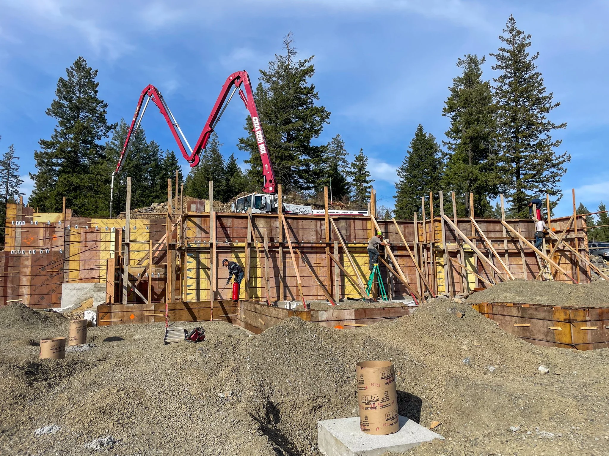 Wood-forming a foundation in Idaho for a custom home.