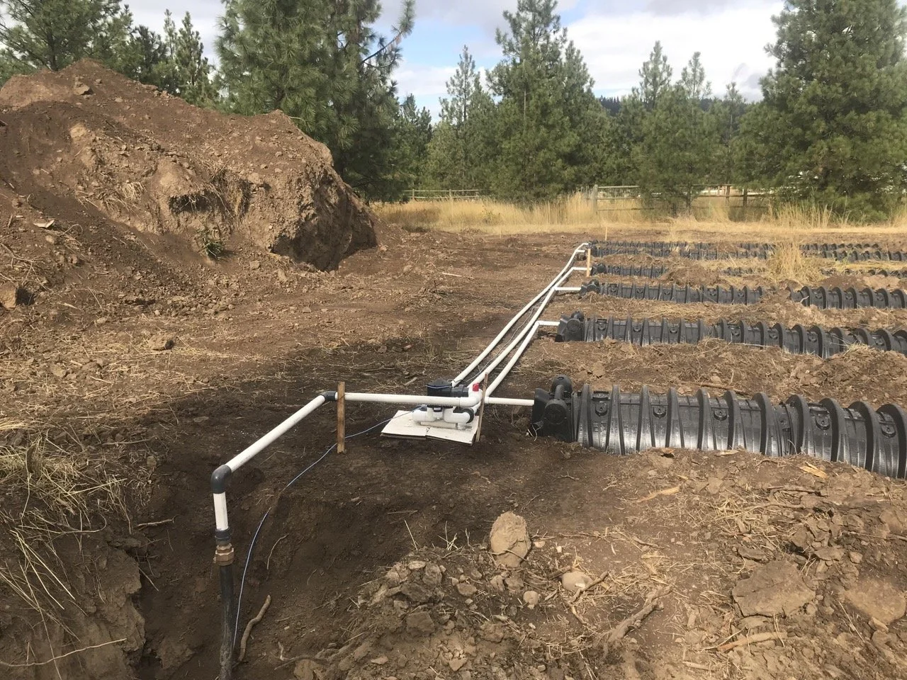 Engineered septic installation in Coeur D'Alene.