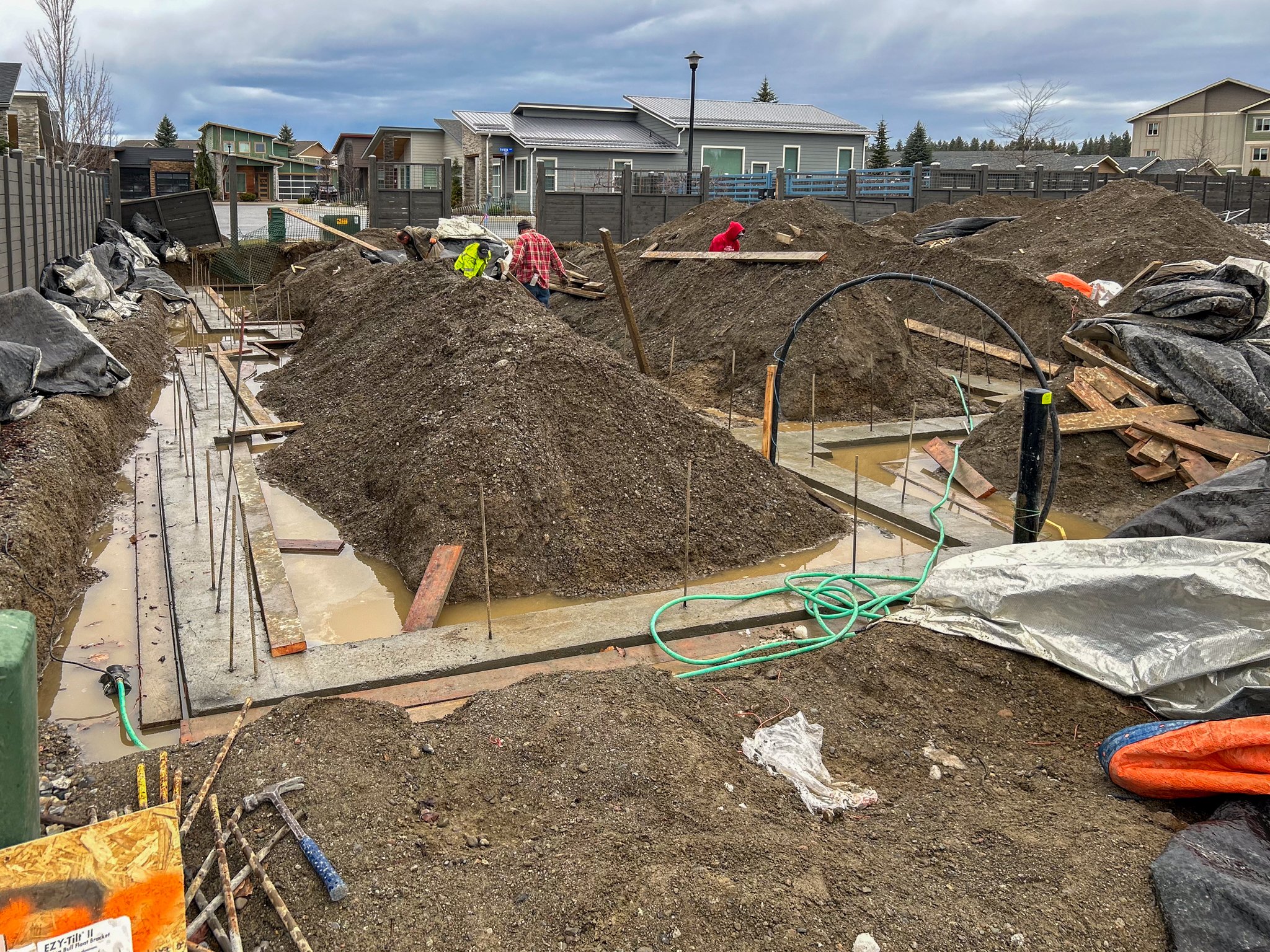Excavation and footings being built for a residential apartment complex in Spokane.