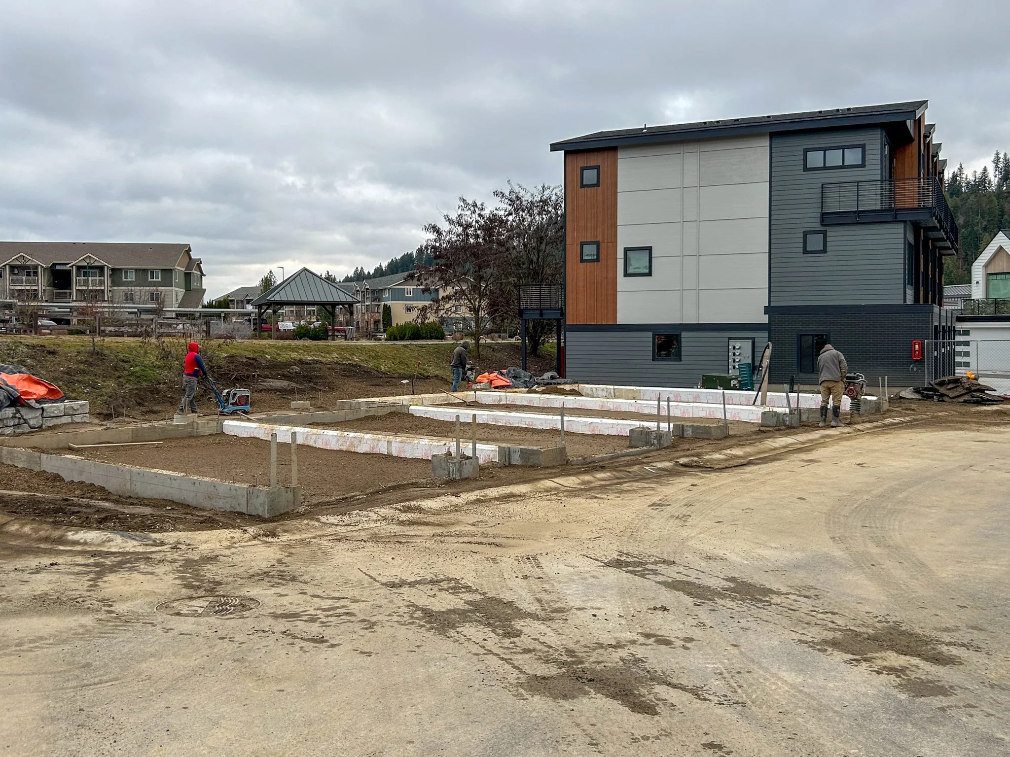 Northwest BuildCore built the slab foundations for this multiplex in North Idaho.