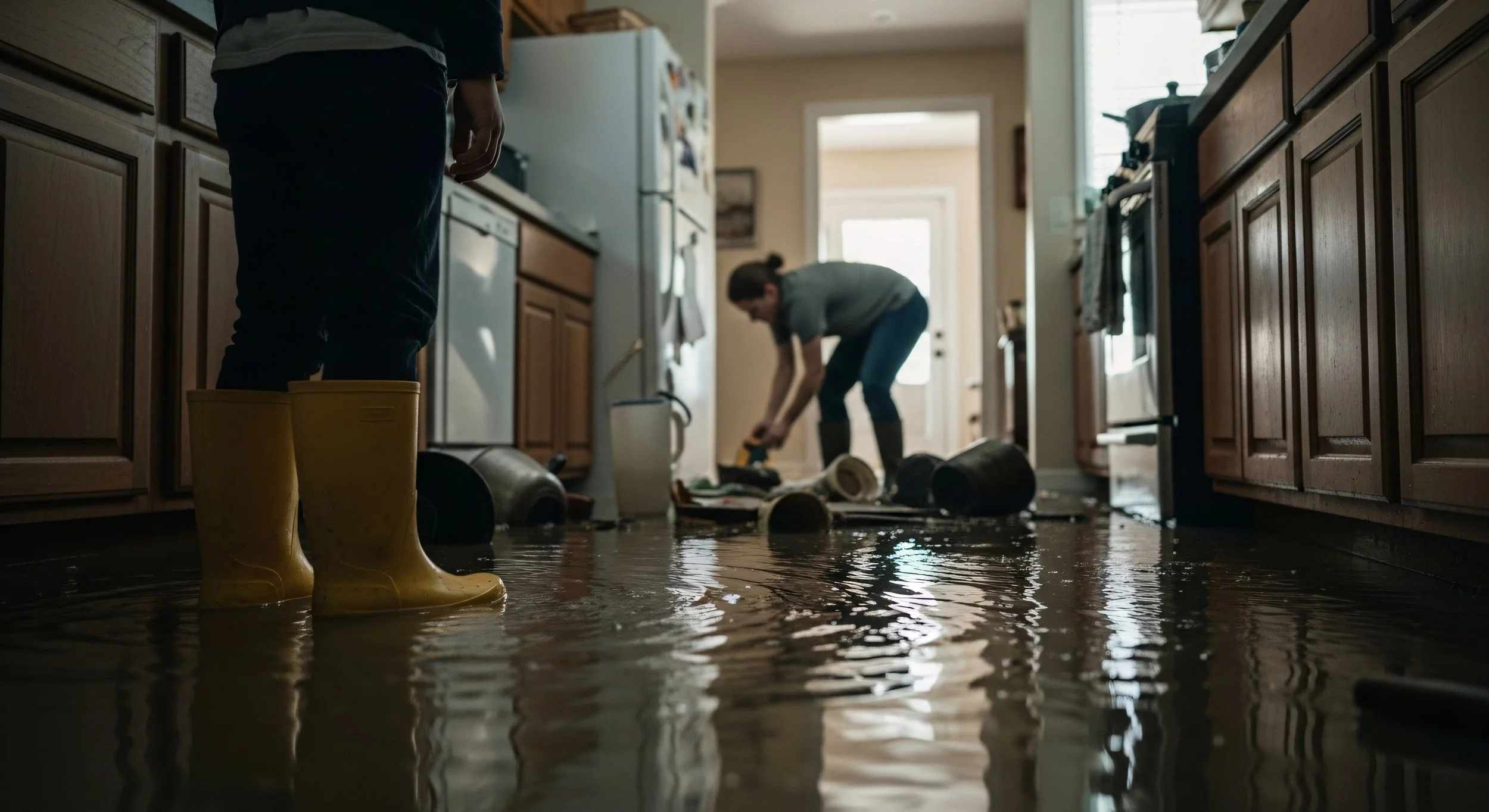 Water damage inside a California home after a plumbing leak requiring insurance claim support