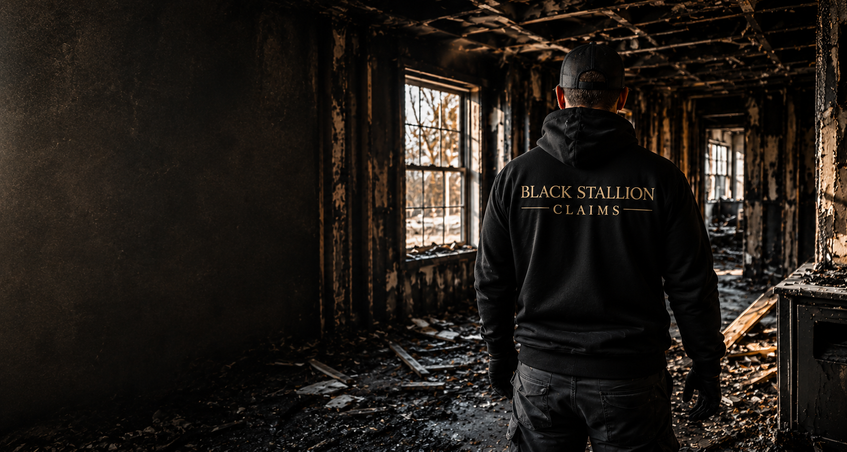 Public adjuster performing a detailed property damage inspection