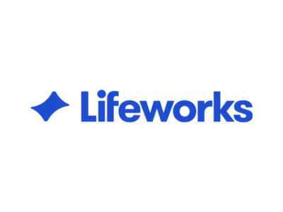 Lifeworks logo with blue text and icon on a white background.