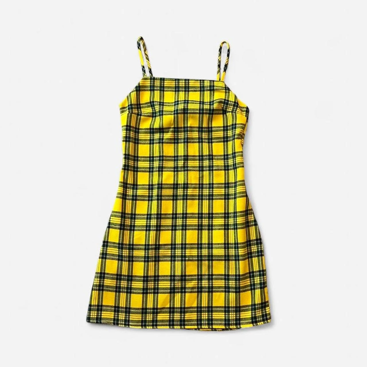 Yellow Plaid Mini Dress