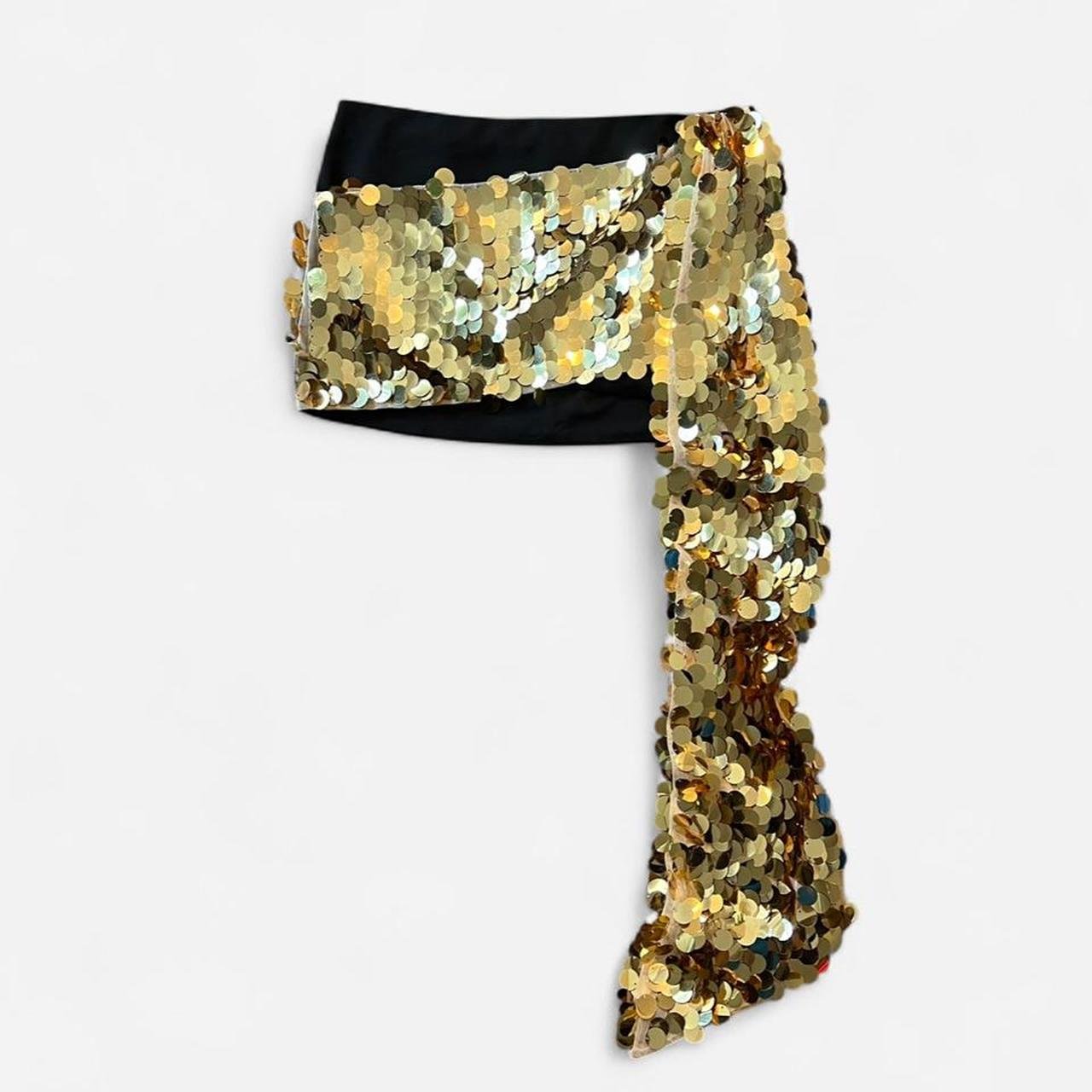 Black + Gold Sequin Mini Skirt