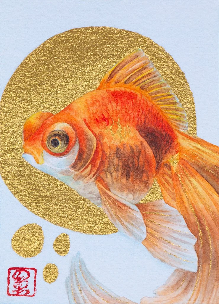 Goldfish 1 | Watercolor on paper | 8.8 x 6.3 cm (ACEO) | 2026