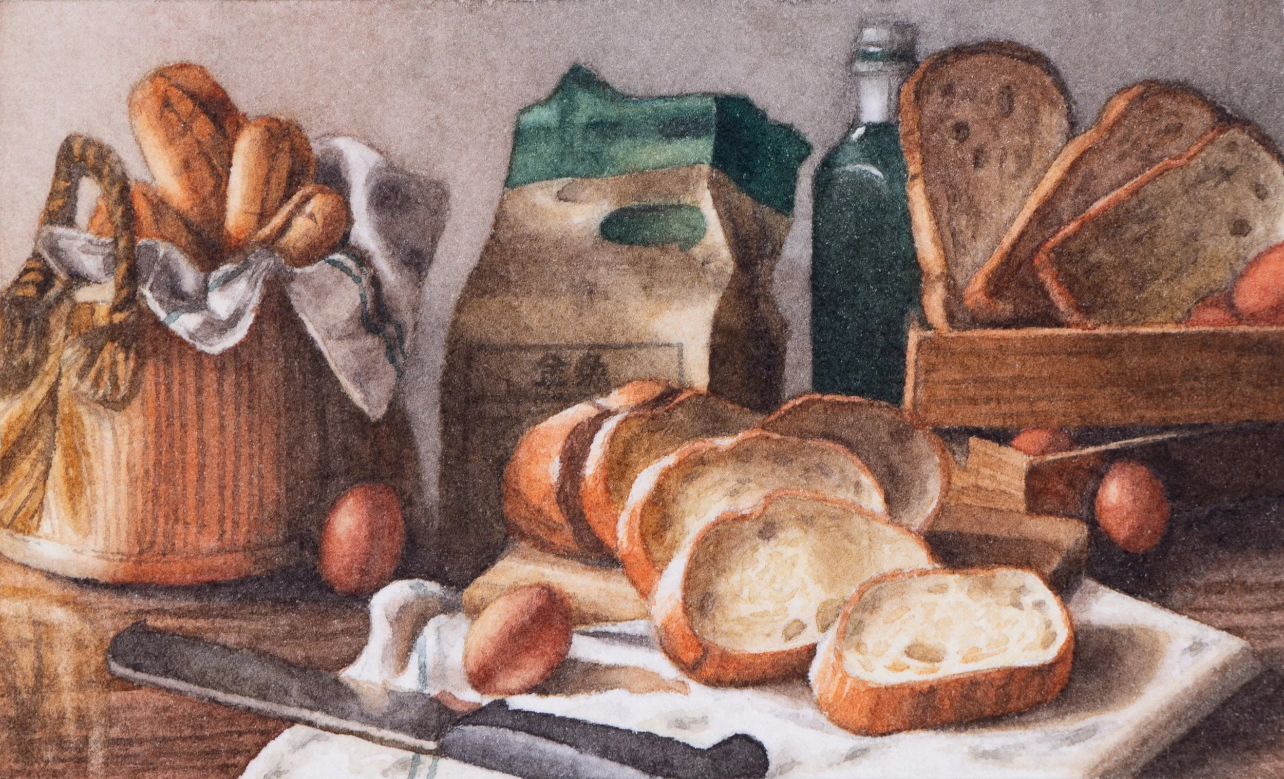 Baker | Watercolor on paper | 9.1 x 5.5 cm (Meishi) | 2025