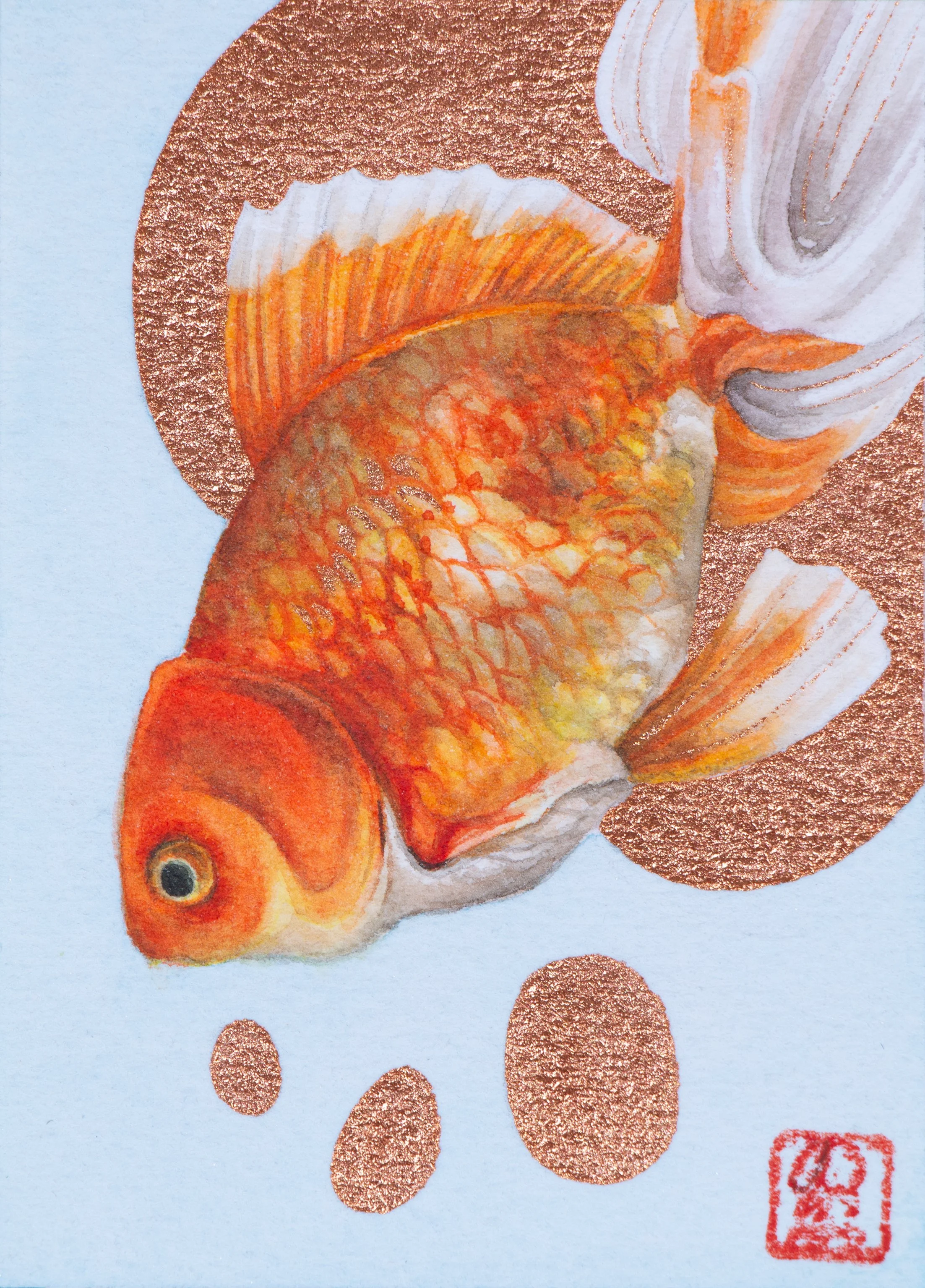 Goldfish 2 | Watercolor on paper | 8.8 x 6.3 cm (ACEO) | 2026