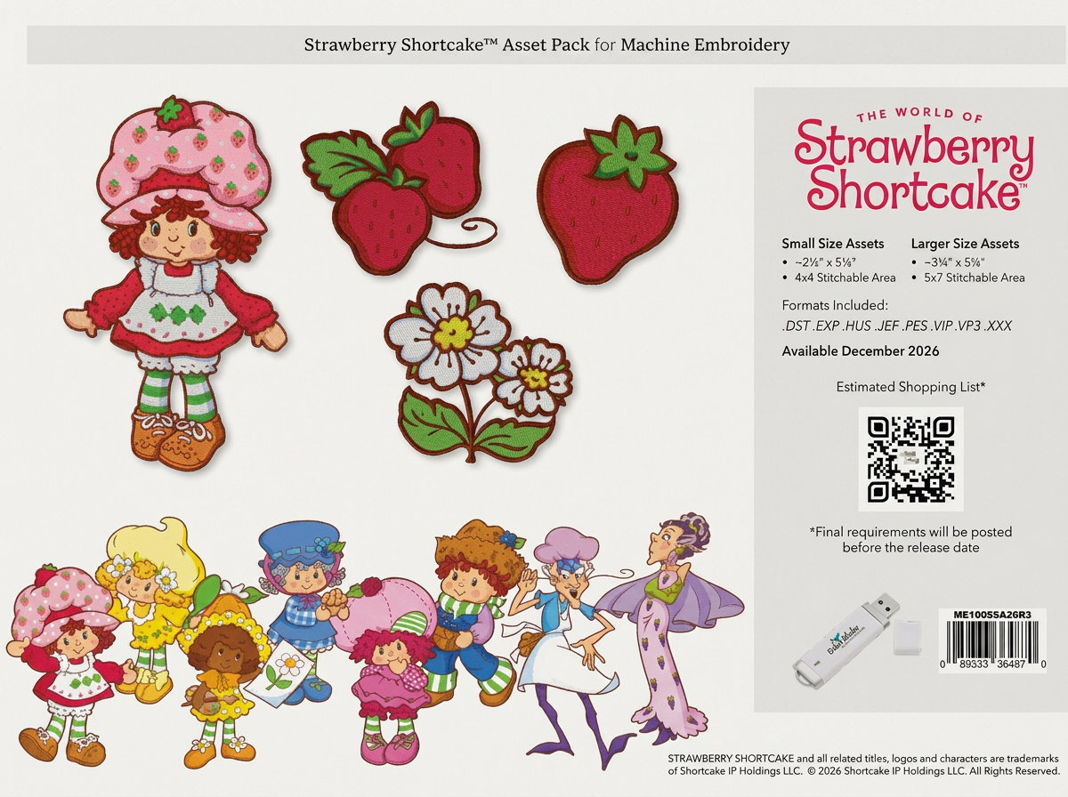 Strawberry Shortcake Asset Pack | Riley Blake Designs Machine Emboirdery USB