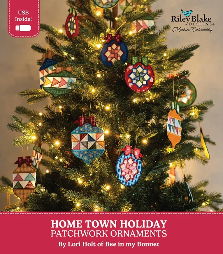 HomeTown Holiday Patchwork Ornaments | Riley Blake Designs Machine Embroidery