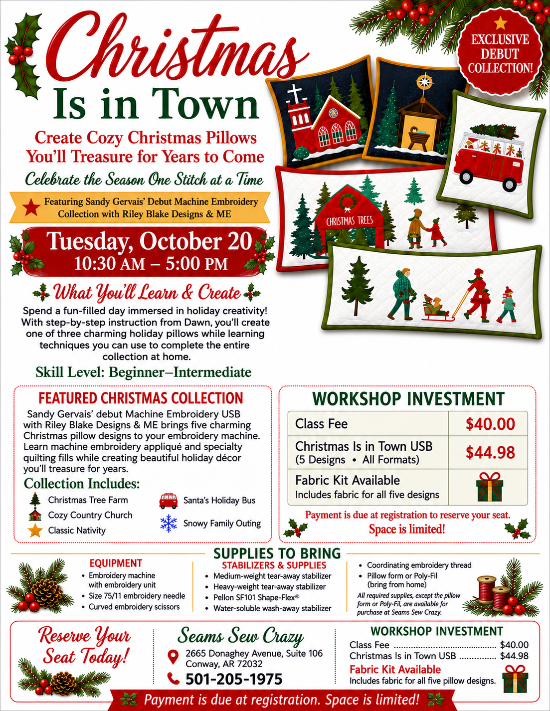 Christmas Is In Town Pillow Workshop