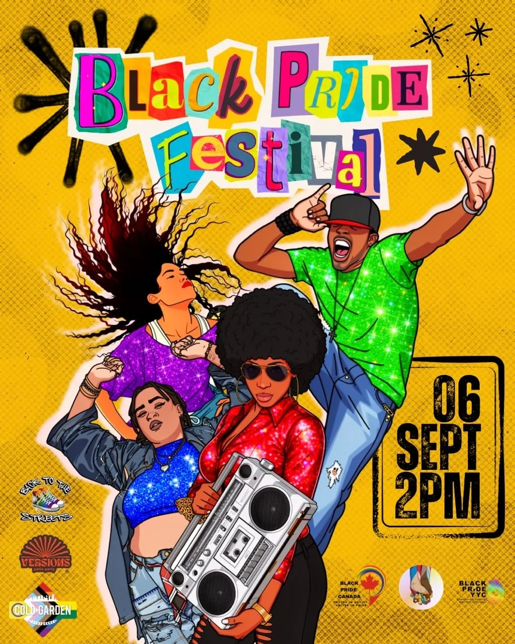 Glam on Tap: Sunset Block Party poster for Saturday, September 5 at Cold Garden, featuring drag, live performance, music and DJs, followed by an after-party. Presented by UCalgary Alumni.