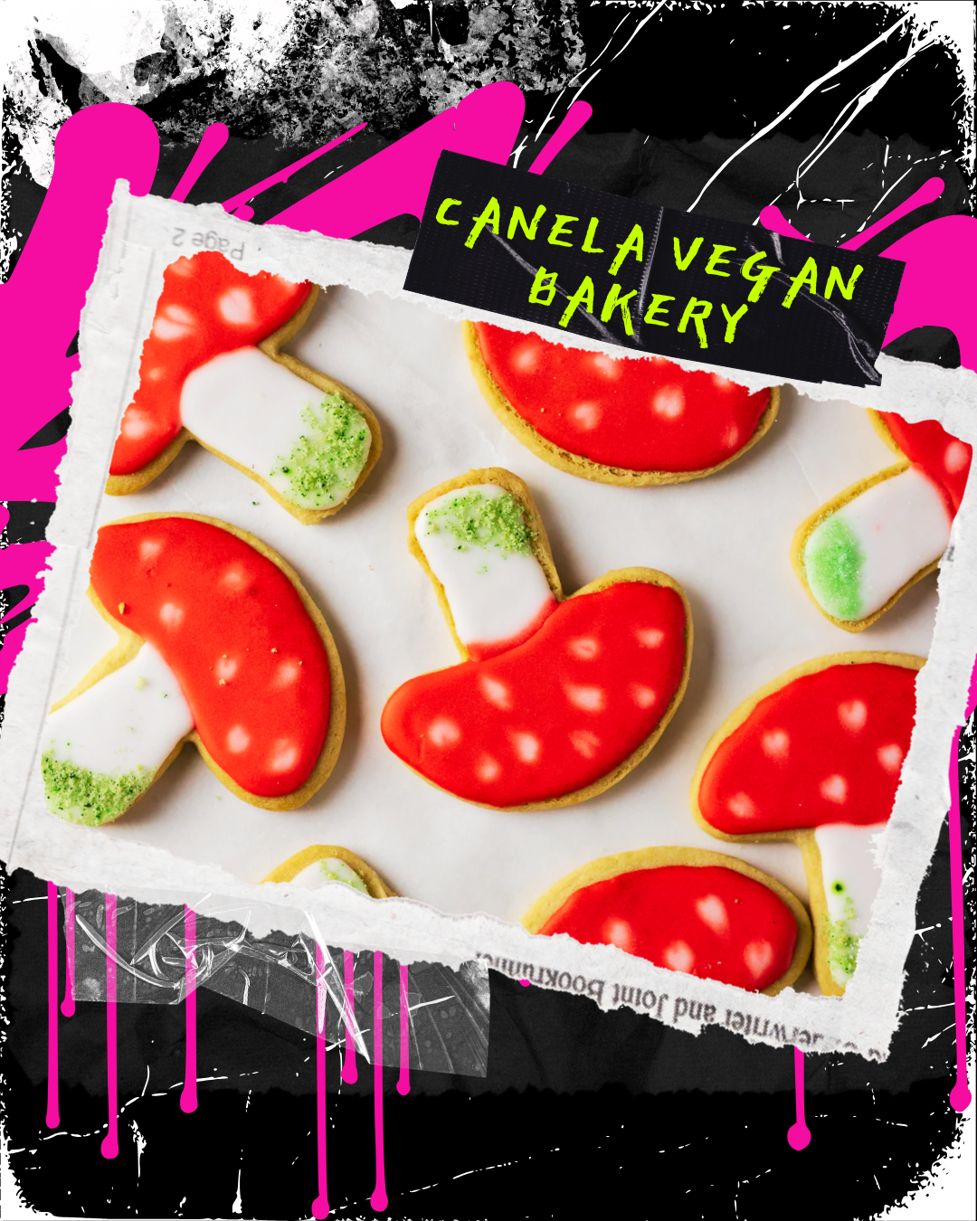 Colourful vegan baked goods and Pride-themed treats from Canela Vegan Bakery & Cafe in Inglewood.