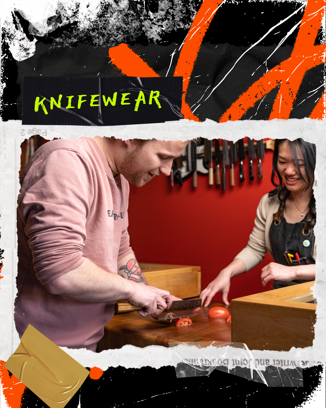 Japanese kitchen knives and cooking tools displayed at Knifewear in Inglewood, a local business supporting Pride year-round.