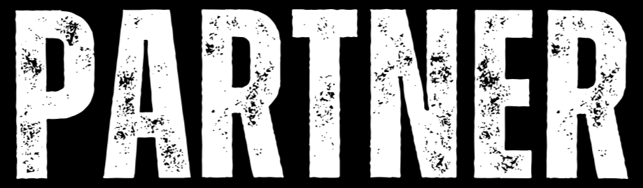 White text reading 'PARTNER' on a black background with distressed, weathered font.