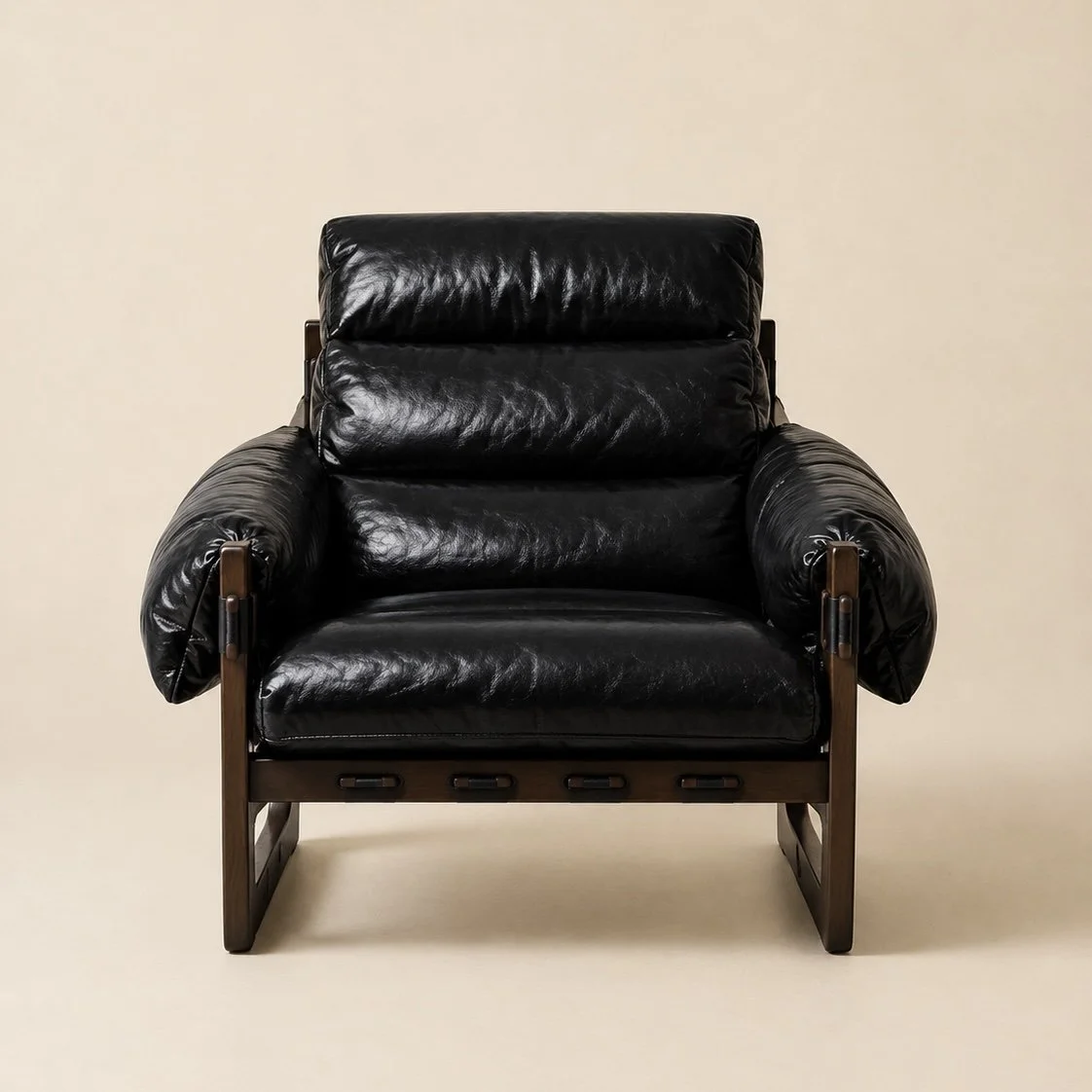 THE LIVING COLLECTION · Mid-Century Leather Lounge Chair 33.5” × 23.6” × 29.5”