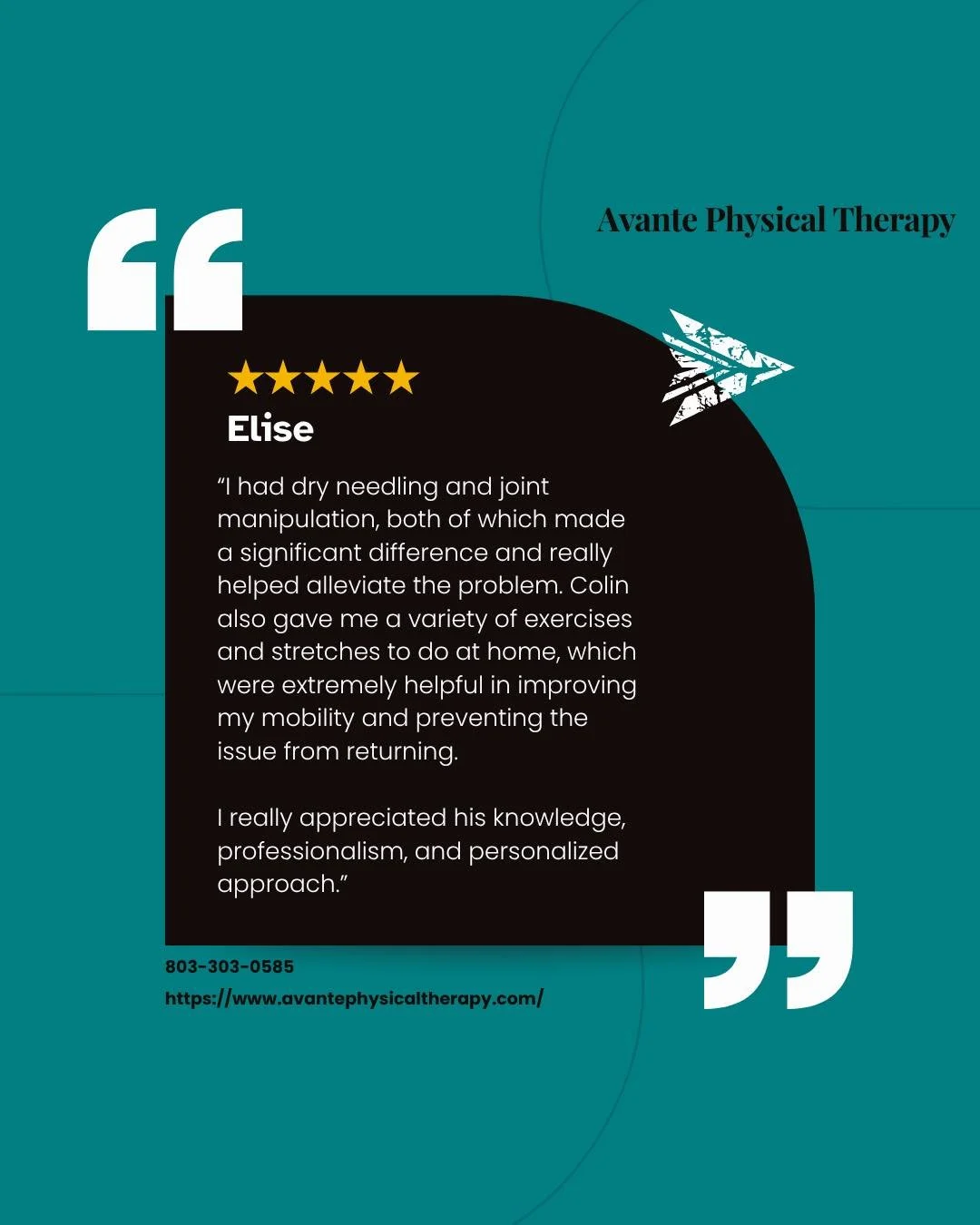 Are you dealing with neck or back pain? Schedule a visit with Colin today at Avante! 

Often times people don&rsquo;t know what to expect at Physical Therapy. At Avante you can expect a treatment approach that aligns with your values and goals. Somet