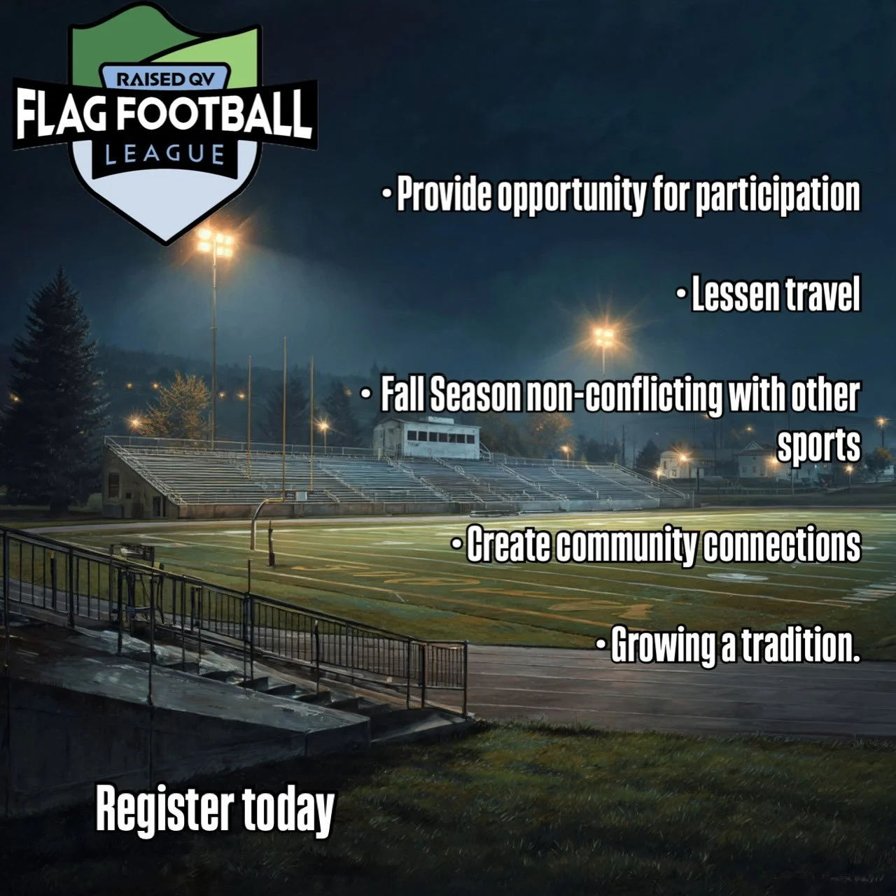 Currently we have 78 kids registered which is absolutely amazing. Please reach out to friends and families who may be interested in joining our league.

We are very excited to see this dream come to life this 2026 Fall Season.

Thank you to all of yo