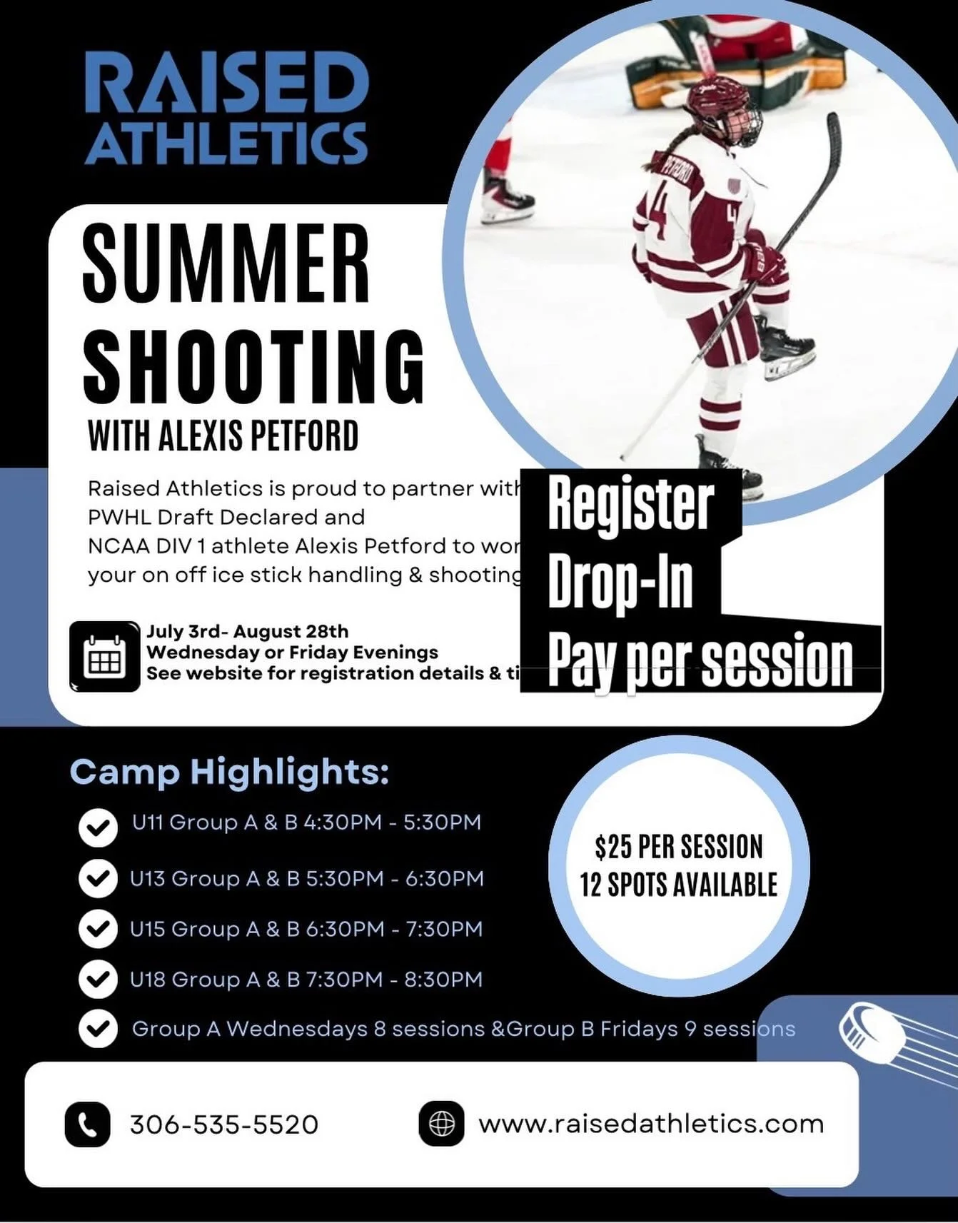 Only a few more days left to register and very little spots remaining. 

Only pay for the sessions you can attend 🏒🎯
