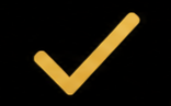 Gold checkmark on a black background