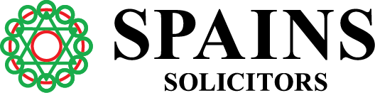 A black and white logo with a green circular design surrounding a red circle.