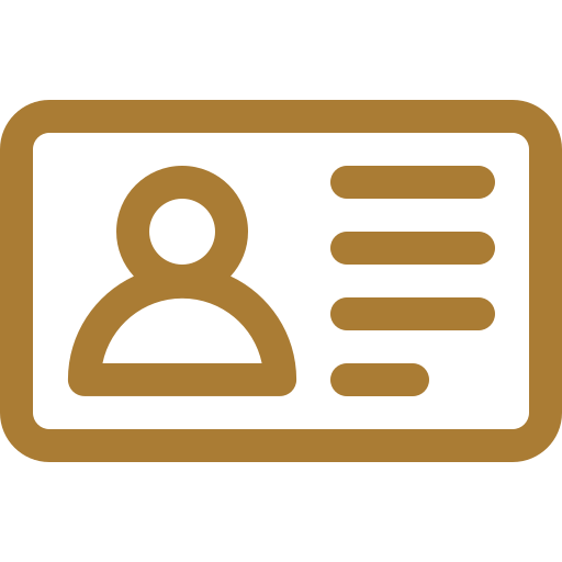 Icon of an identification card with user profile and text lines