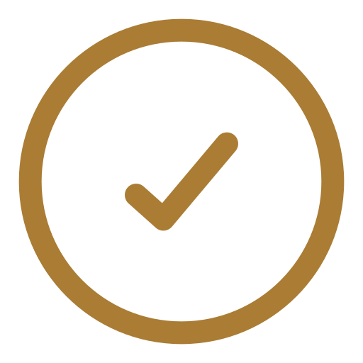 A checkmark inside a circle, indicating completion or approval.