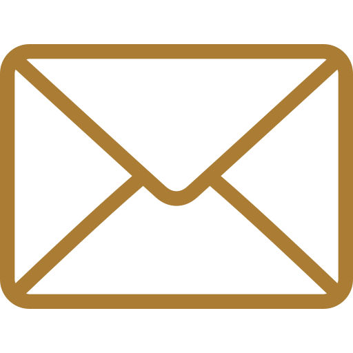 Icon of a closed envelope with a brown outline on a black background.